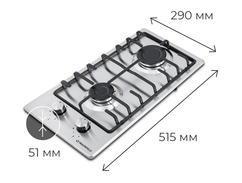 Ширина 290&nbsp;мм, глубина 515&nbsp;мм, высота 51&nbsp;мм