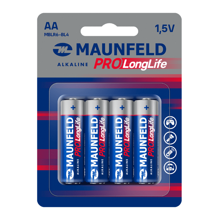 Батарейки MAUNFELD PRO Long Life Alkaline AA (LR6) MBLR6-BL4, блистер 4&nbsp;шт.