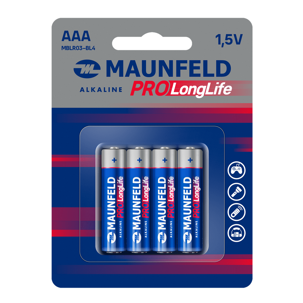 Батарейки MAUNFELD PRO Long Life Alkaline ААА(LR03) MBLR03-BL4, блистер 4 шт.