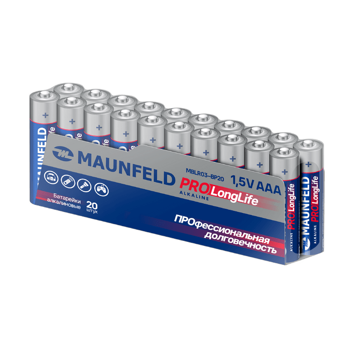 Батарейки MAUNFELD PRO Long Life Alkaline ААА(LR03) MBLR03-PB20, упаковка 20&nbsp;шт.